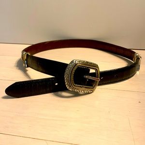 Brighton black/brown leather reversible heart belt